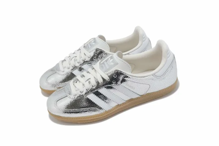 Adidas Samba OG 'Silver Metallic Cracked Leather' JR0035 - Image 3