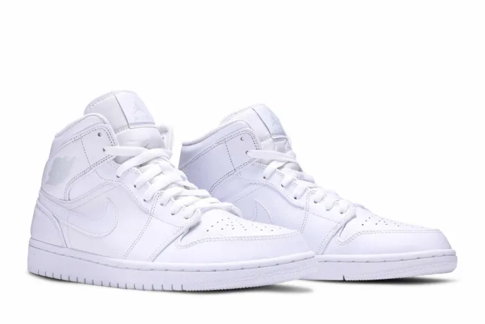 Air Jordan 1 Mid 'Triple White 2018' 554724-109 - Image 8